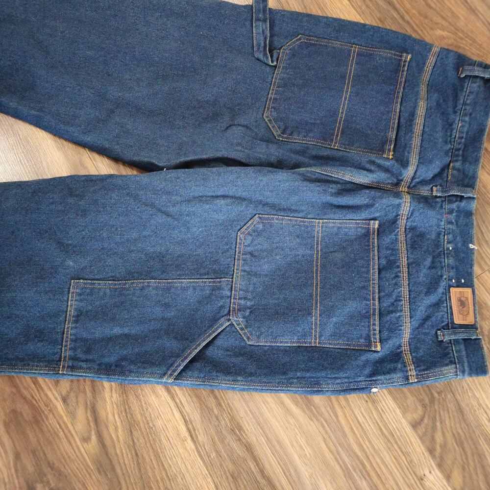 Boston Trader Carpenter Flannel Lined Blue Jeans Tag 40x30 Insulated - Picture 6 of 12